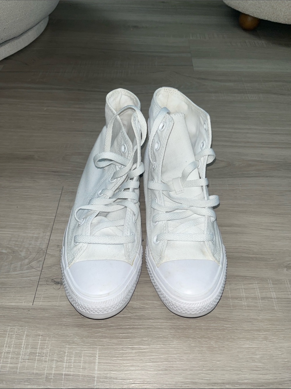 Classic Converse High-Top Canvas Sneakers in White on White